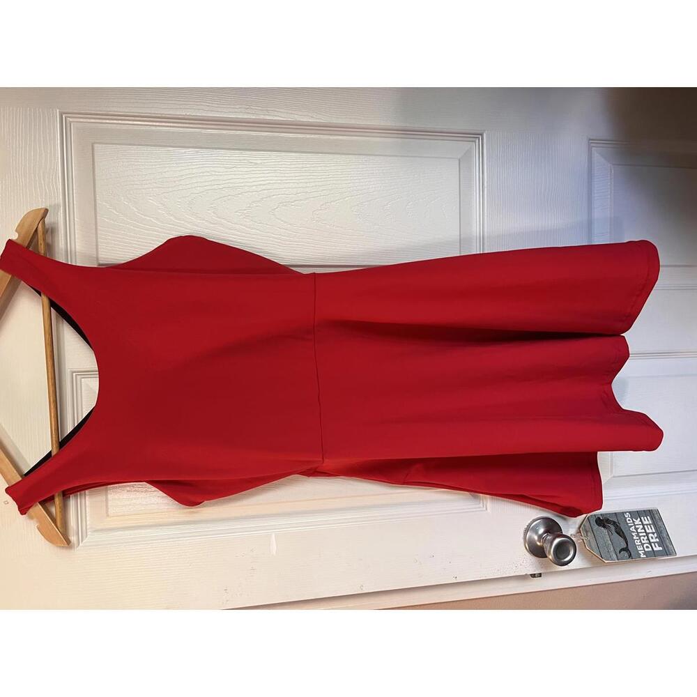 Charming Red Sleeveless Dress with Cross-Back Detail